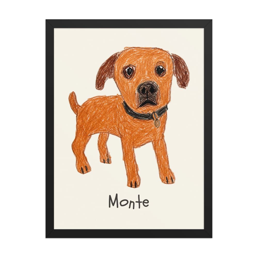 Monte's Kid Crayon portrait on a Framed Print