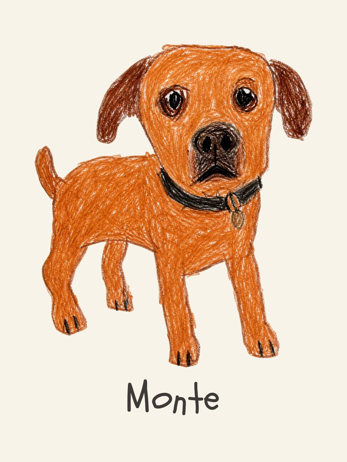 Monte drawn in the Kid Crayon style